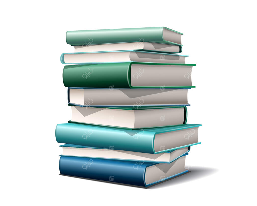 توده ای از کتاب های رنگارنگ. کتاب هایی با رنگ های مختلف روی زمینه سفید. تصویر برداری وکتور