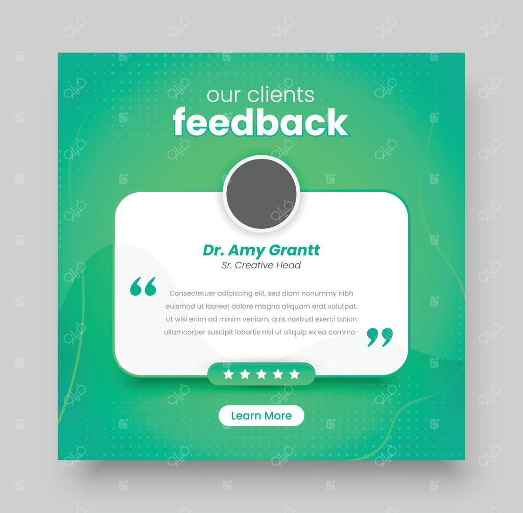 طراحی قالب برای بازخورد مشتریان در شبکه‌های اجتماعی یا بنرهای وب، طراحی قالب نظرات مشتریان یا تجربیات آن‌ها.