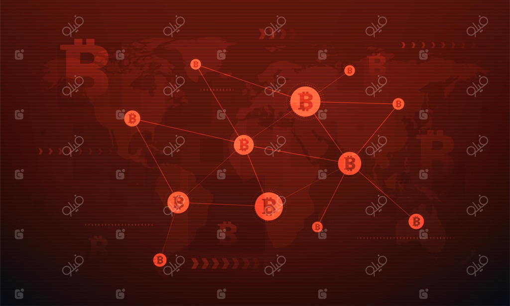 مفهوم شبکه بلاکچین، دفتر کل توزیع شده و فناوری اتصال کامپیوتر.