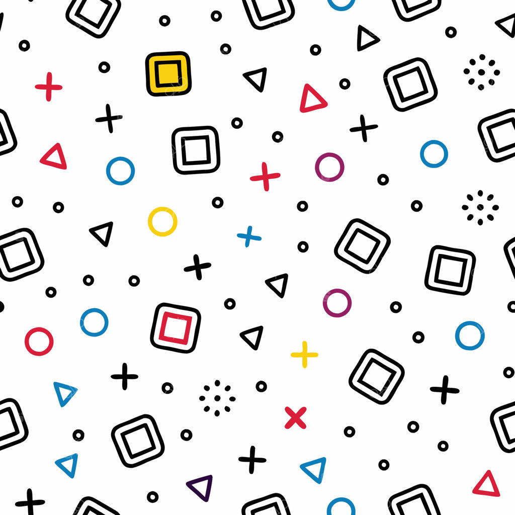 الگوی رنگارنگ مربع و مثلث با پس‌زمینه سفید