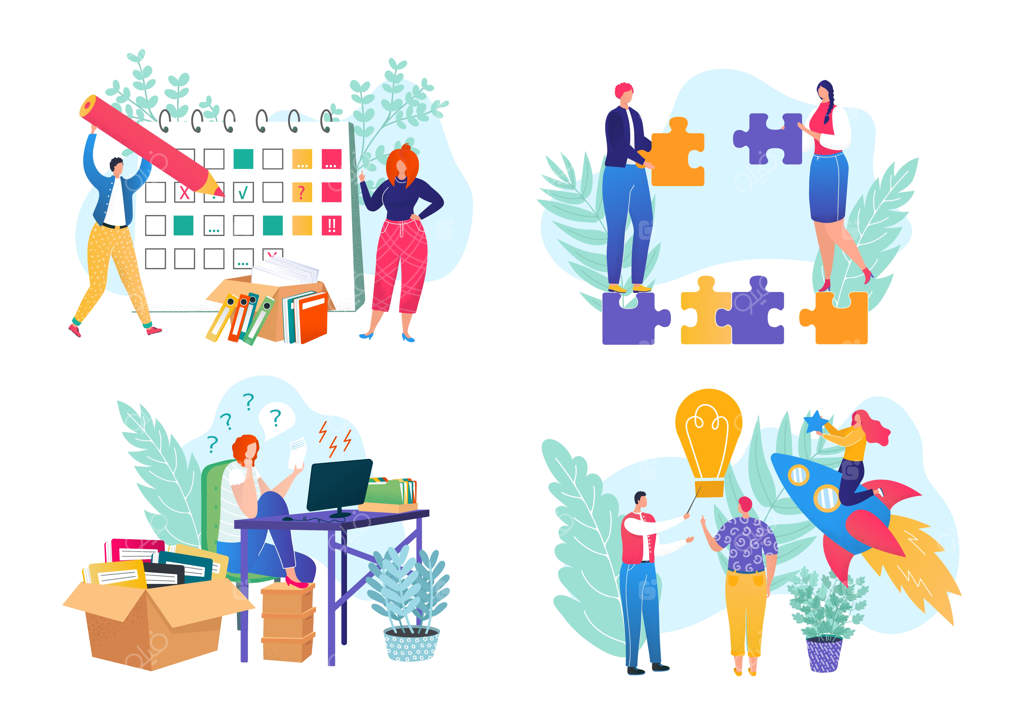 مفهوم صفحه فرود برای کسب‌وکارها - تصویرسازی وکتور تیمی در طراحی وبسایت و بنر کارتونی