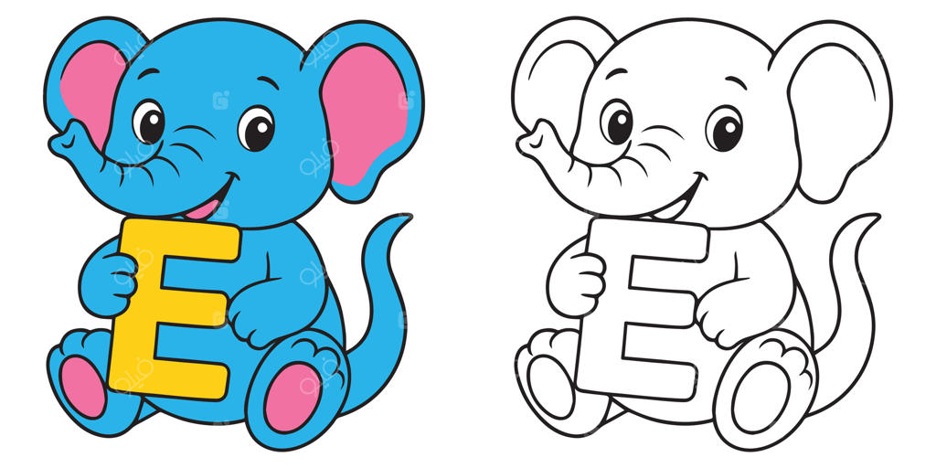 فیل‌های بامزه با حرف E برای کودکان