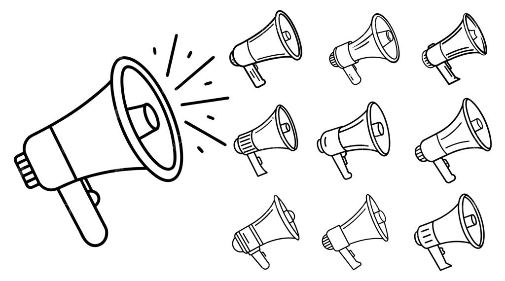 تصویرسازی وکتور طرح خطی بلندگوهای متعدد برای اعلانات عمومی