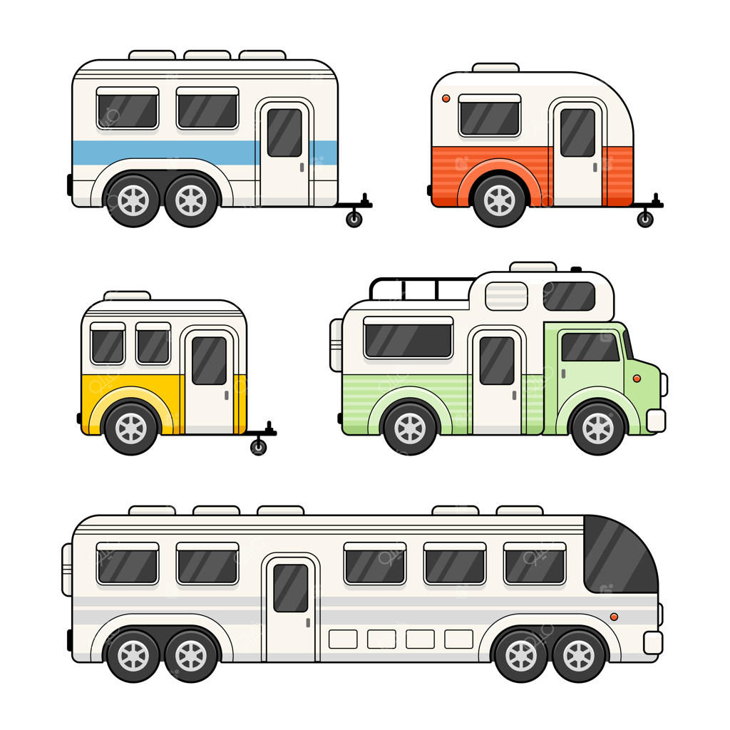 کروان مخصوص کمپینگ روی پس‌زمینه سفید.