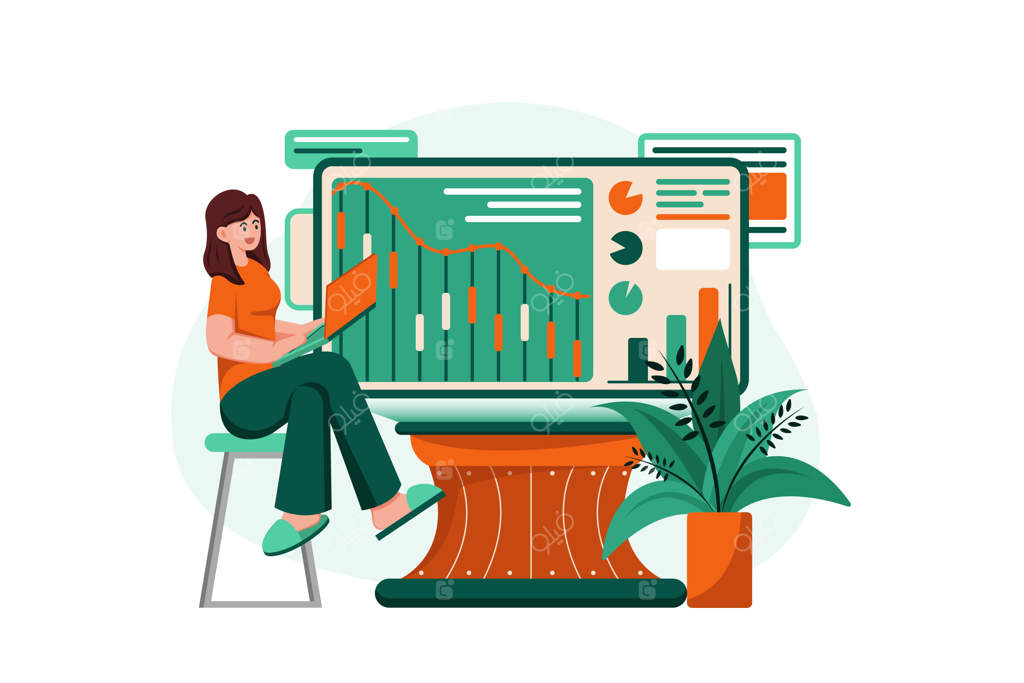 مفهوم تحلیل داده‌های کلان با تصویرسازی بر روی پس‌زمینه سفید