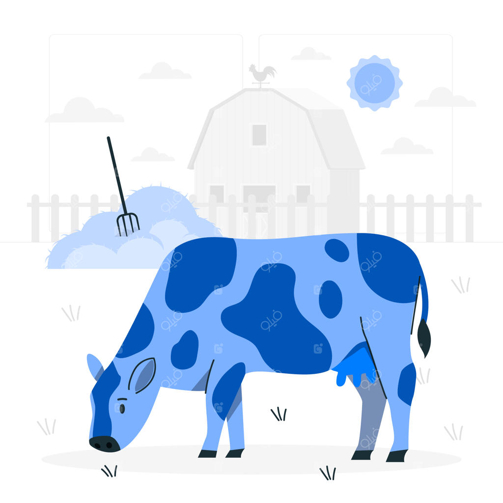 تصویرسازی مفهومی گاو در حال خوردن