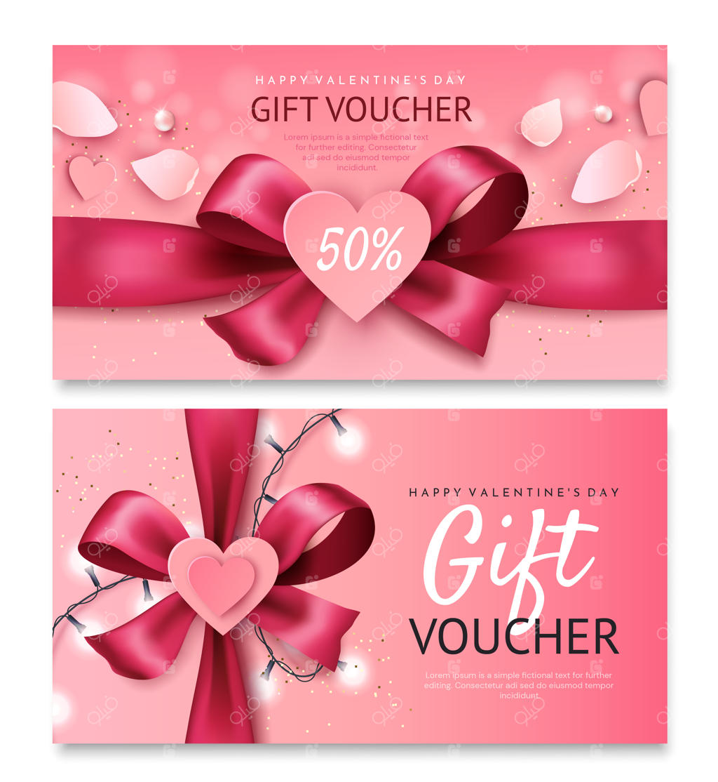 قالب بن تخفیف روز ولنتاین با روبان صورتی روشن و قلب