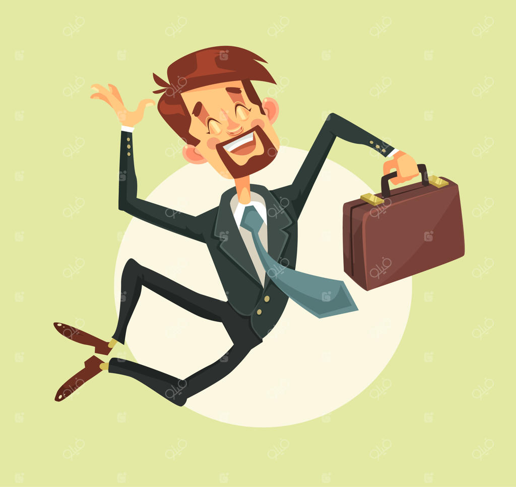 مرد شاد در حال پریدن بر روی زمینه سبز