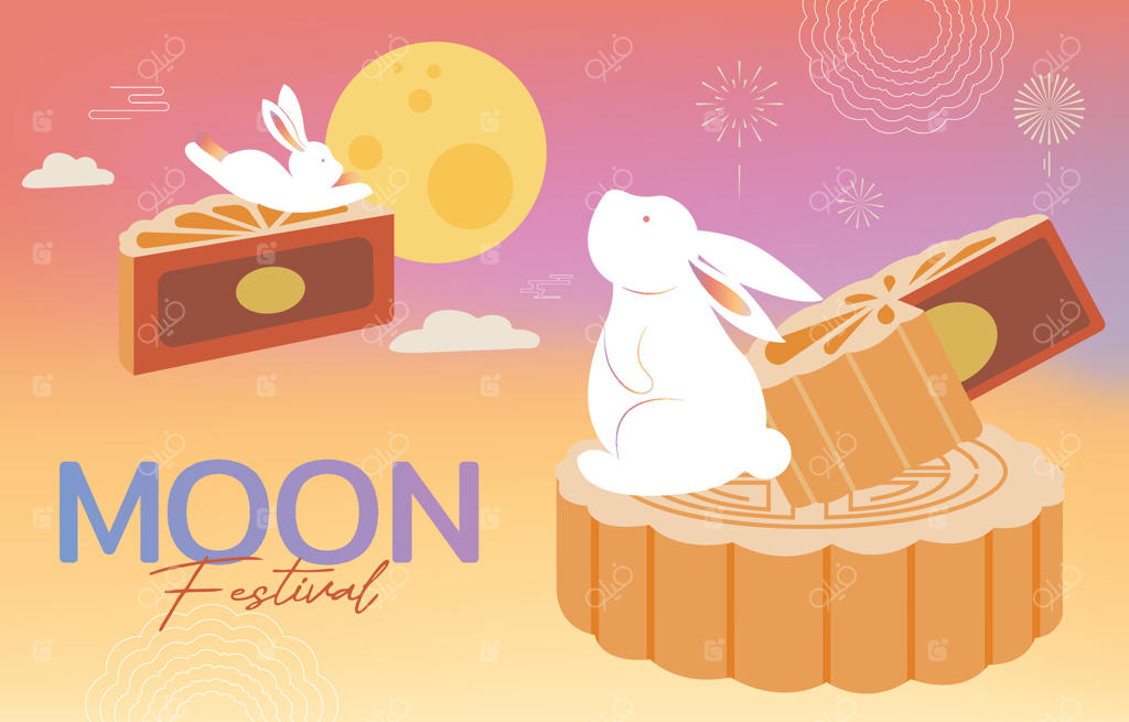 از جشنواره ماه با وکتور حرفه‌ای خرگوش‌های بازیگوش لذت ببرید