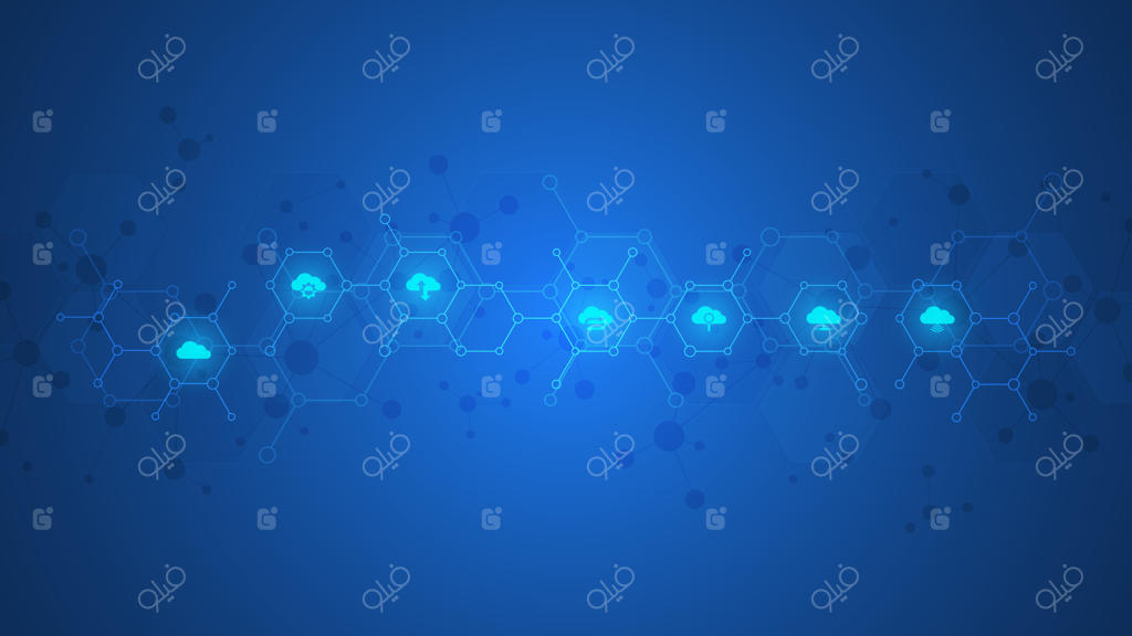 مفهوم رایانش ابری با آیکون‌ها و نمادهای ساده