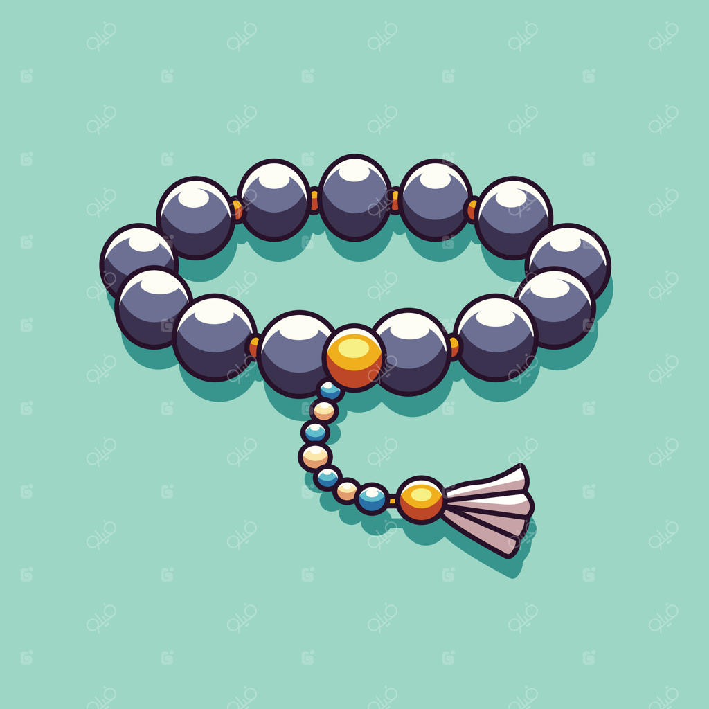 تصویر کارتونی تسبیح. مفهوم آیکون تسبیح. طراحی کارتونی تخت و با کیفیت بالا.