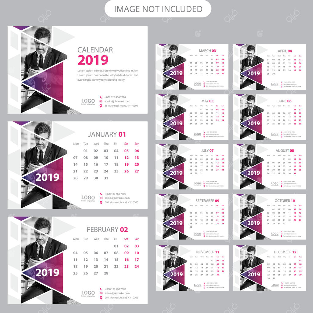 قالب تقویم رومیزی ۲۰۱۹