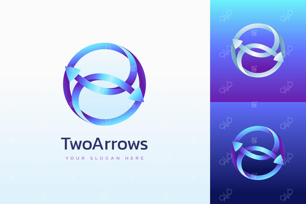 لوگوی دایره‌ای با فلش انتزاعی و گرادیان