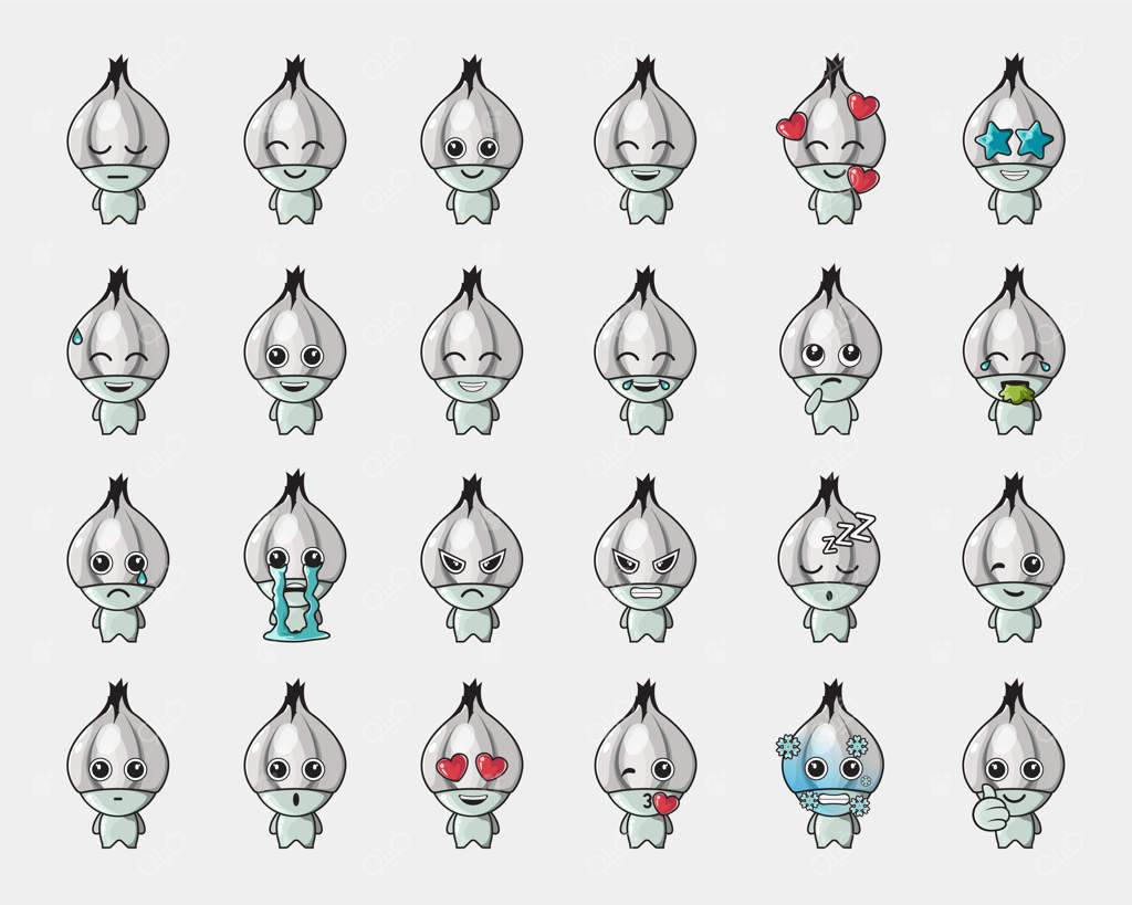 ایموجی بامزه سیر برای لوگو، ایموجی، ماسکات، پوستر