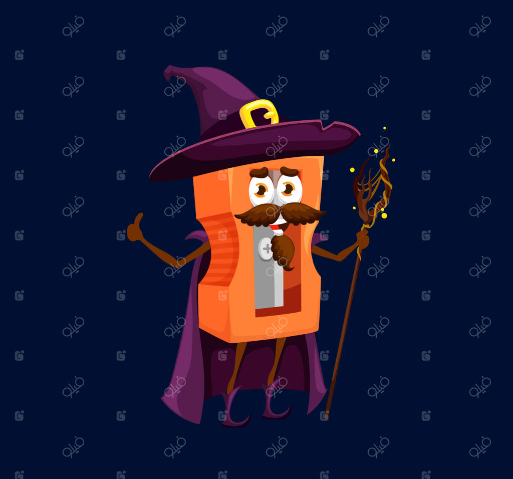 شخصیت جادوگر فانتزی در مدرسه کارتون تراشنده