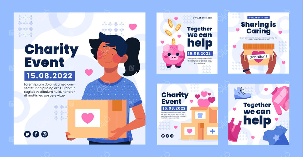 طراحی قالب پست اینستاگرام برای رویداد خیریه