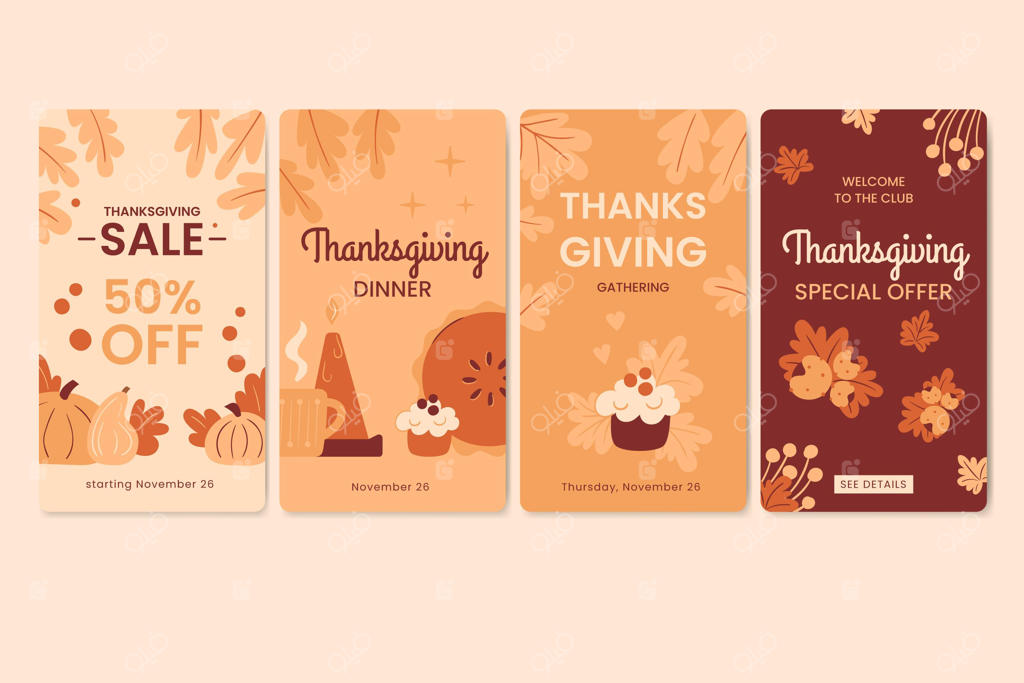 داستان‌های اینستاگرام طراحی فلت برای شکرگزاری