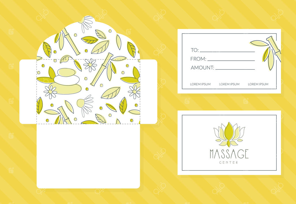 کارت و پاکت مرکز ماساژ، طرح دعوت‌نامه برای طب مکمل و جایگزین