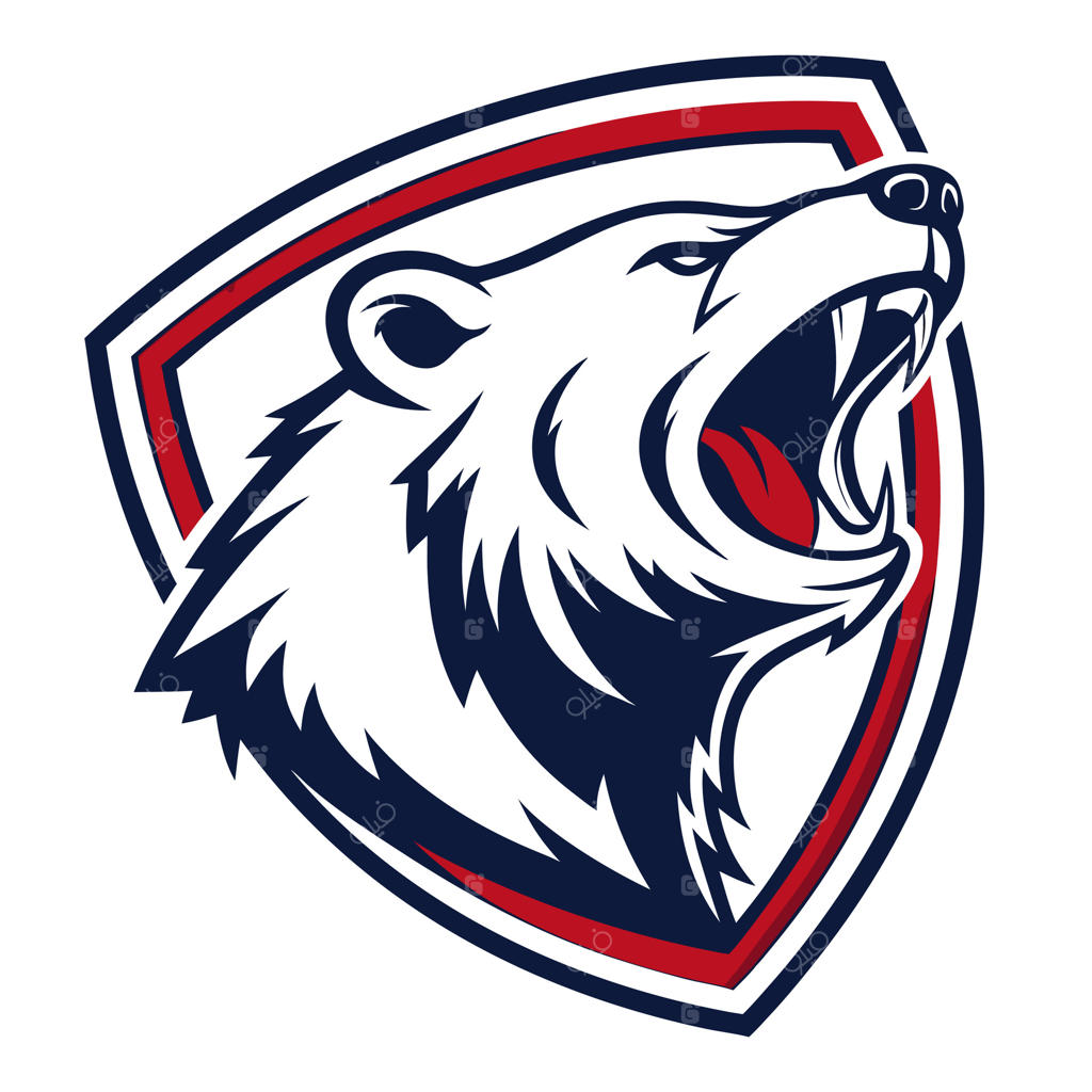 خرس قطبی قدرتمند درون سپری، نمادی از قدرت، شجاعت و هویتی بصری قوی. طراحی جسورانه آن نماد استحکام و اراده است.