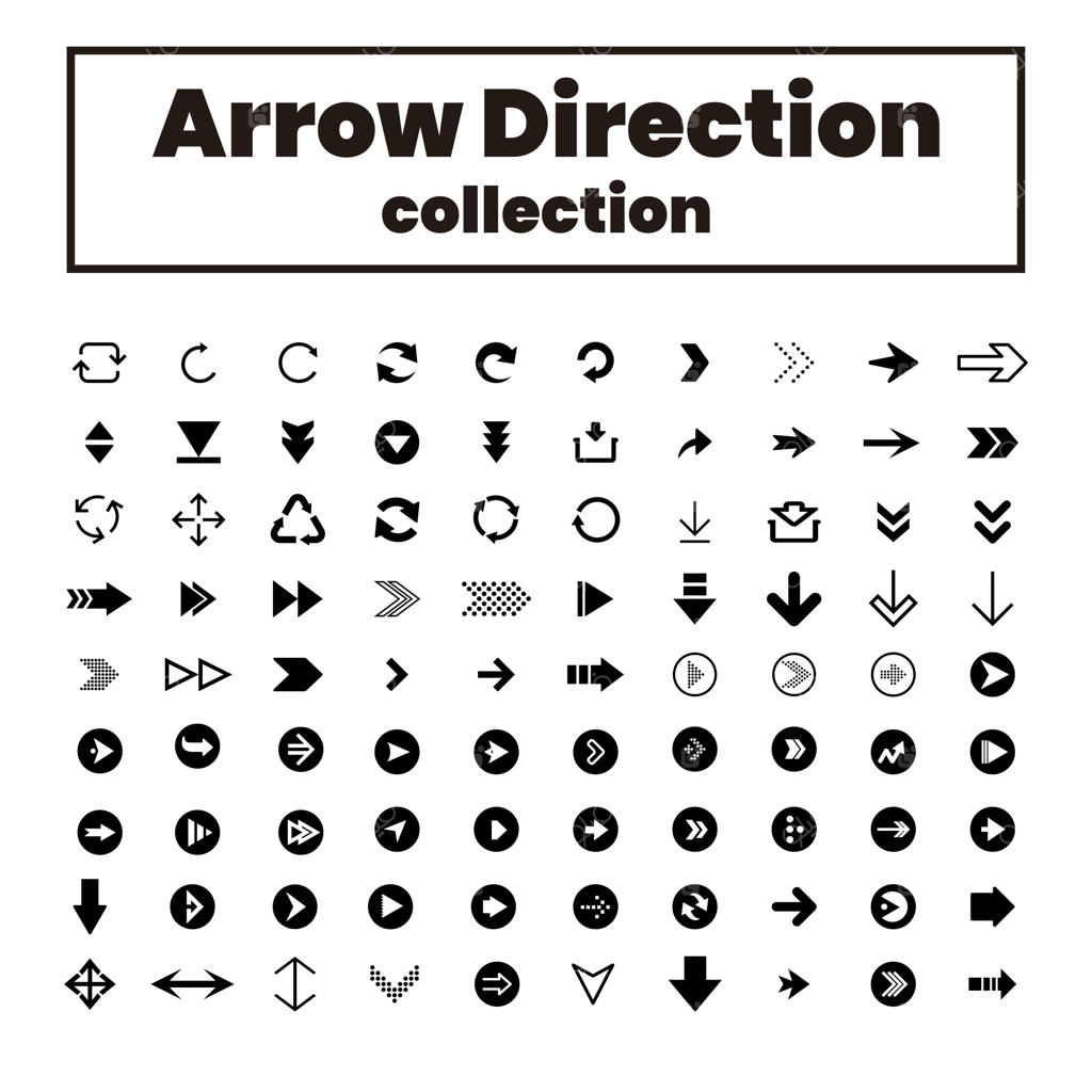 مجموعه فلش‌های جهت‌دار سیاه و سفید