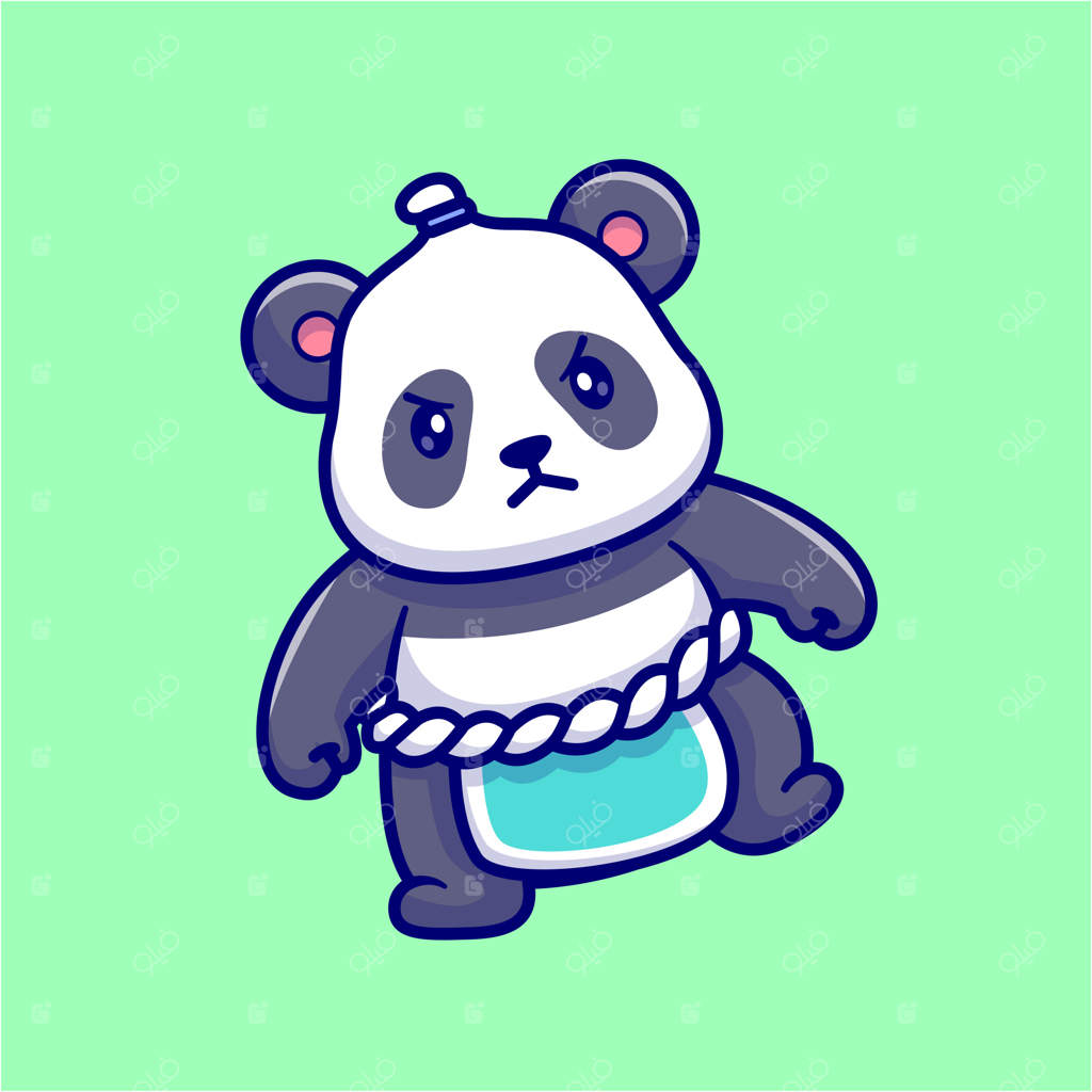 تصویرکتاب وکتور آیکون پاندا سوموی بامزه. مفهوم آیکون ورزشی حیوانات - وکتور خاص و ممتاز