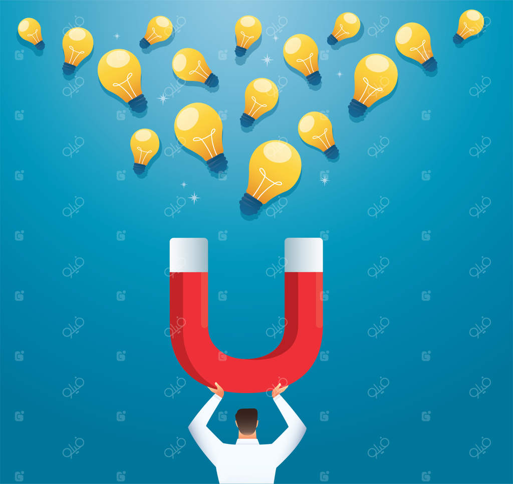 مردی با آهنربا که لامپ‌ها را جذب می‌کند