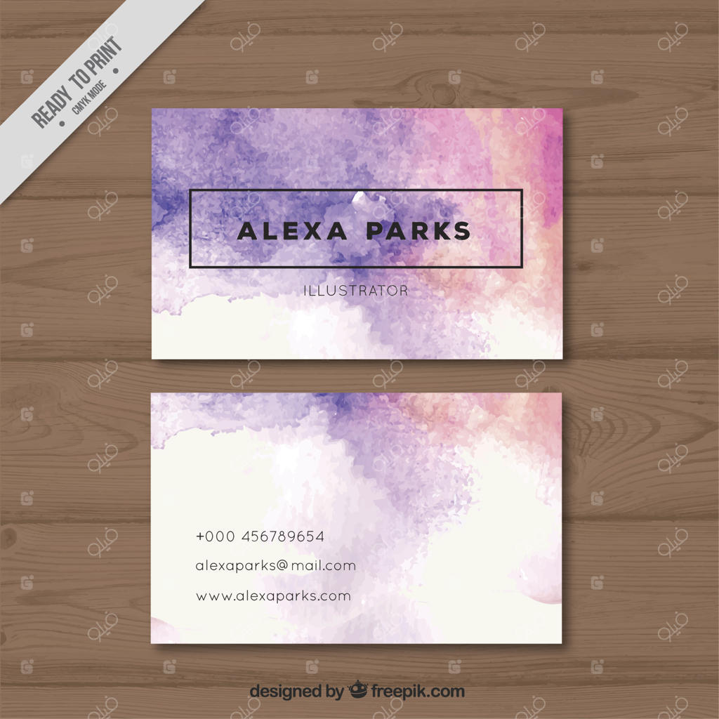 کارت ویزیت هنری با طراحی آبرنگی