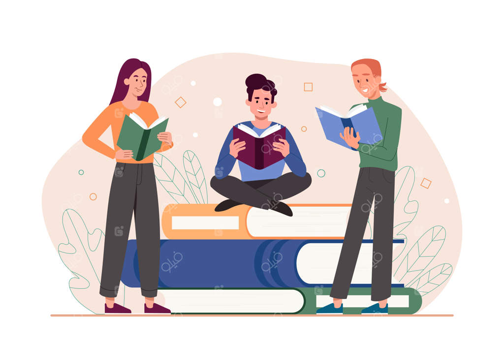 دانش‌آموزان در حال مطالعه‌ی کتاب