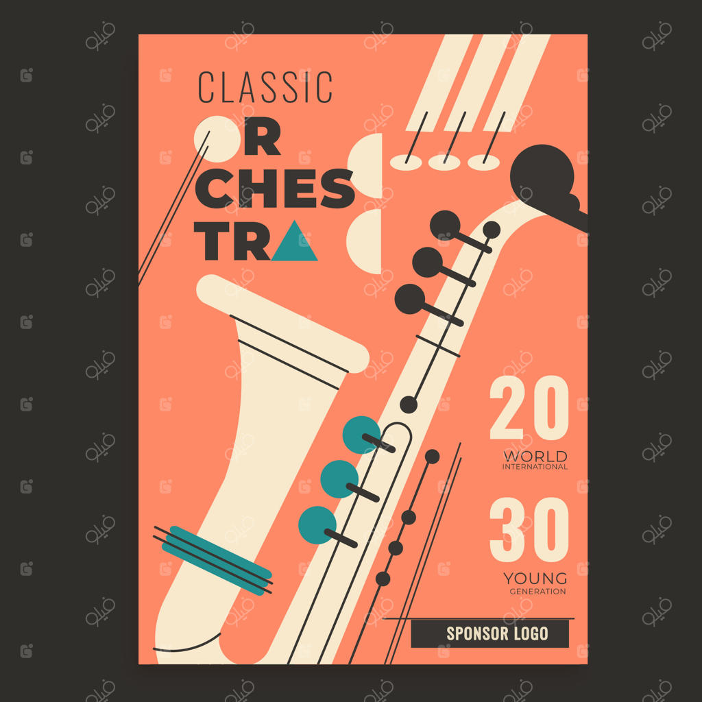 قالب پوستر کنسرت ارکستر با طراحی دستی