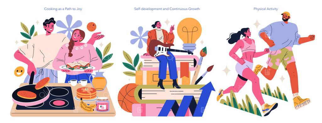 تصویرسازی وکتور تخت: سرگرمی‌های دوپامین‌زا