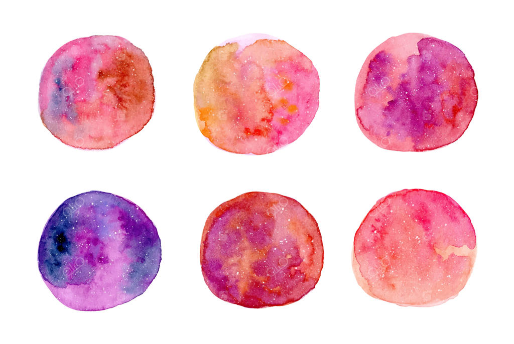 مجموعه بافت آبرنگی دایره‌ای انتزاعی