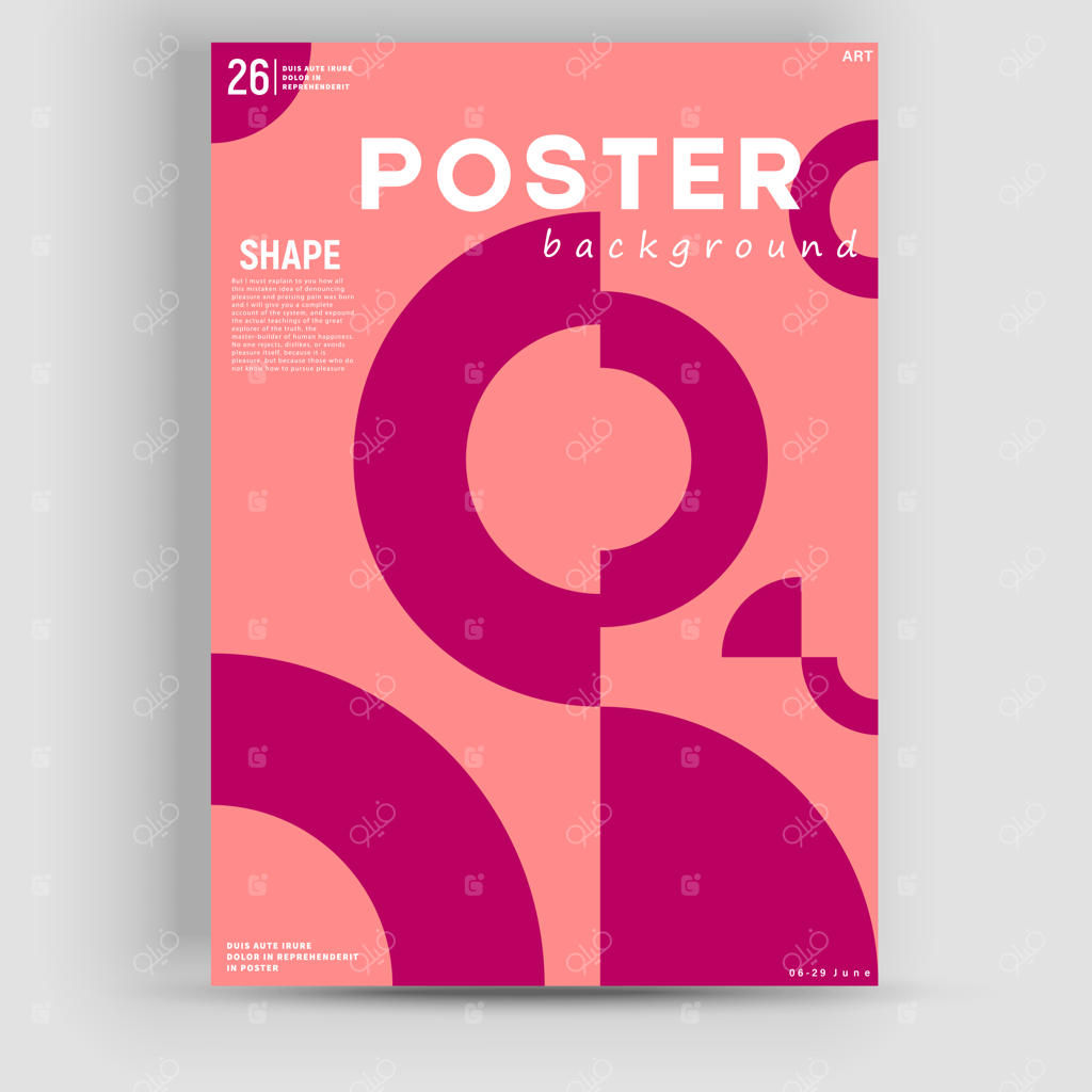 طراحی گرافیکی موکاپ پوستر به سبک باوهاوس با عناصر انتزاعی وکتور، خطوط و اشکال هندسی برجسته