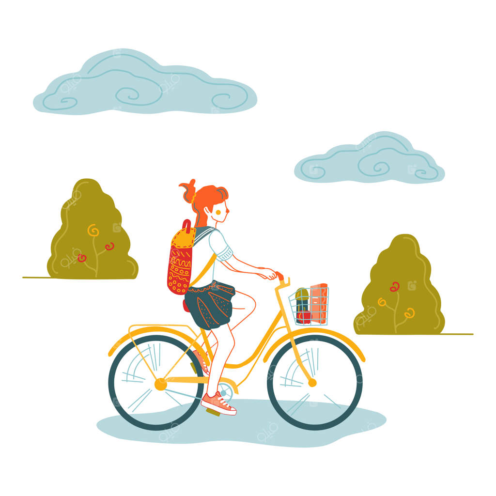 دختری که با دوچرخه به مدرسه می‌رود