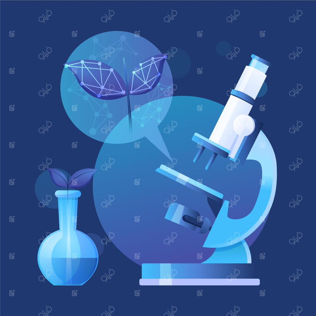 طرح مفهومی بیوتکنولوژی با میکروسکوپ و طراحی تخت