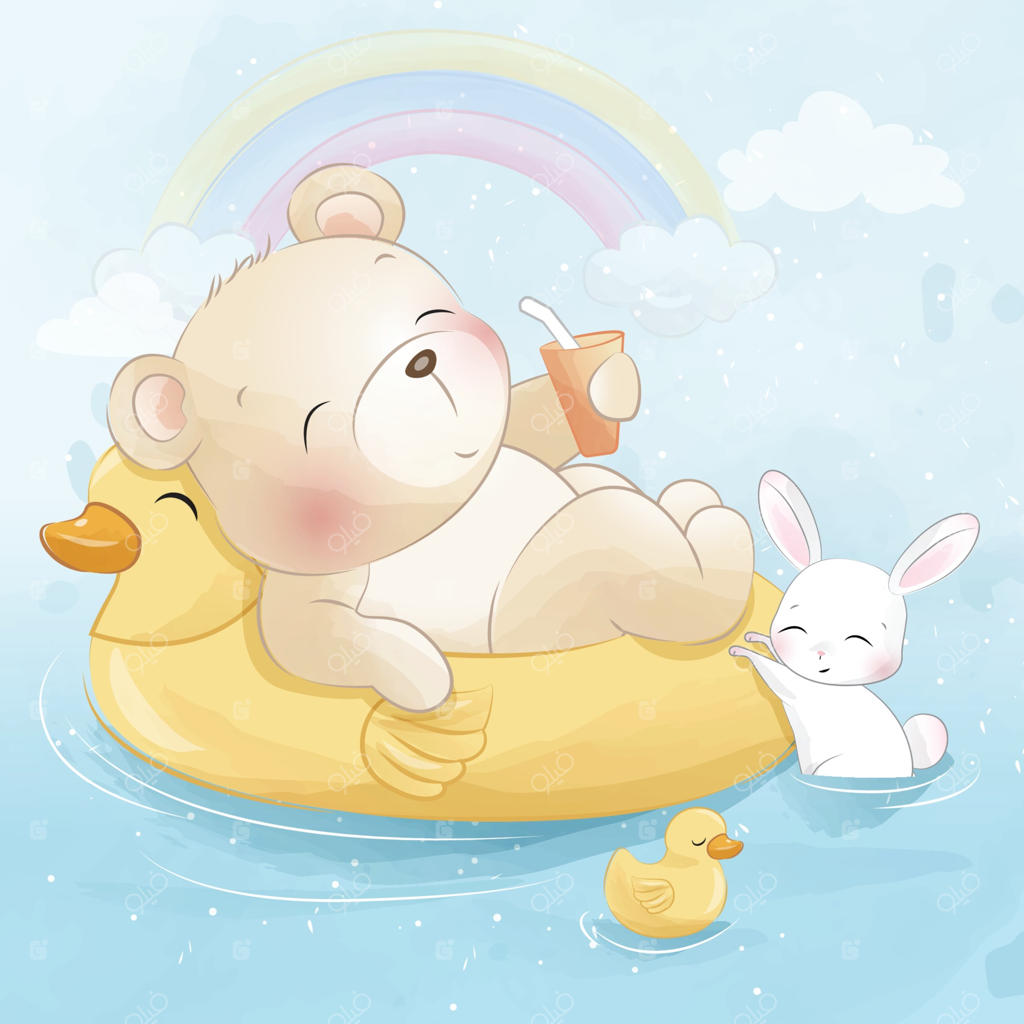 تصویرسازی خرس و خرگوش بامزه