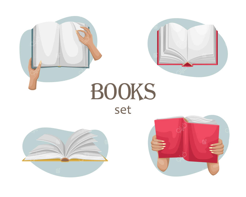 مجموعه‌ای از چهار نفر با یک کتاب باز. مردی کتابی در دست دارد.