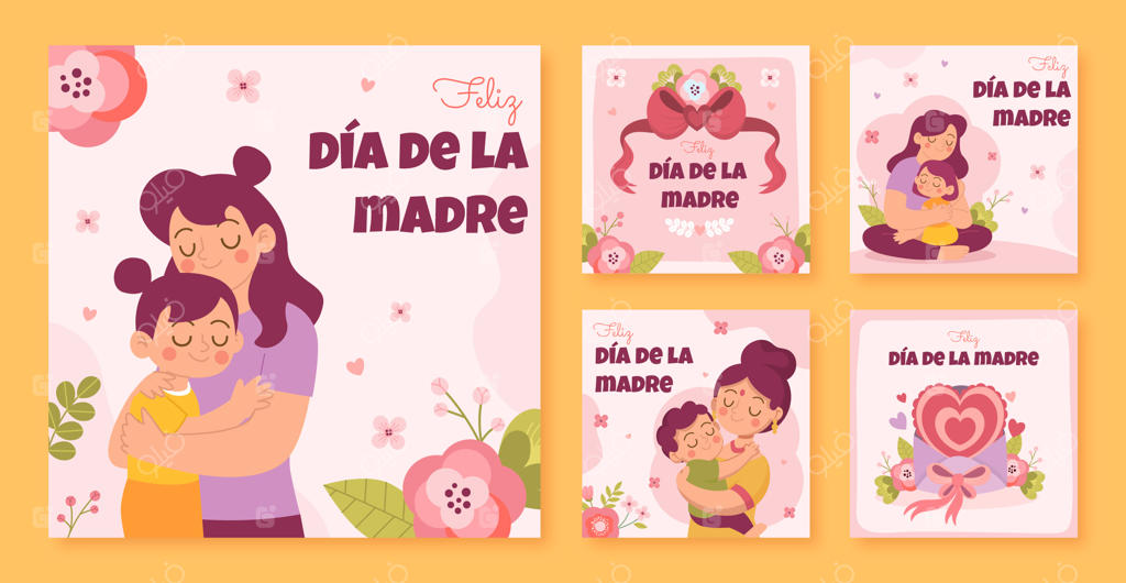 مجموعه پست‌های تخت اینستاگرام برای جشن روز مادر به زبان اسپانیایی
