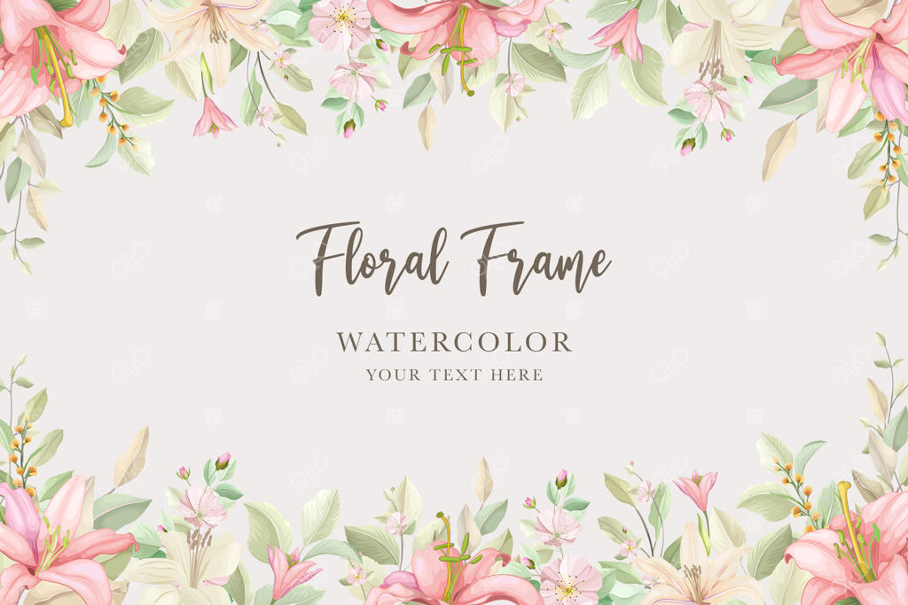 قاب گل‌دار با زمینه گل لیلیوم برای کارت‌های چندمنظوره و دکوراسیون