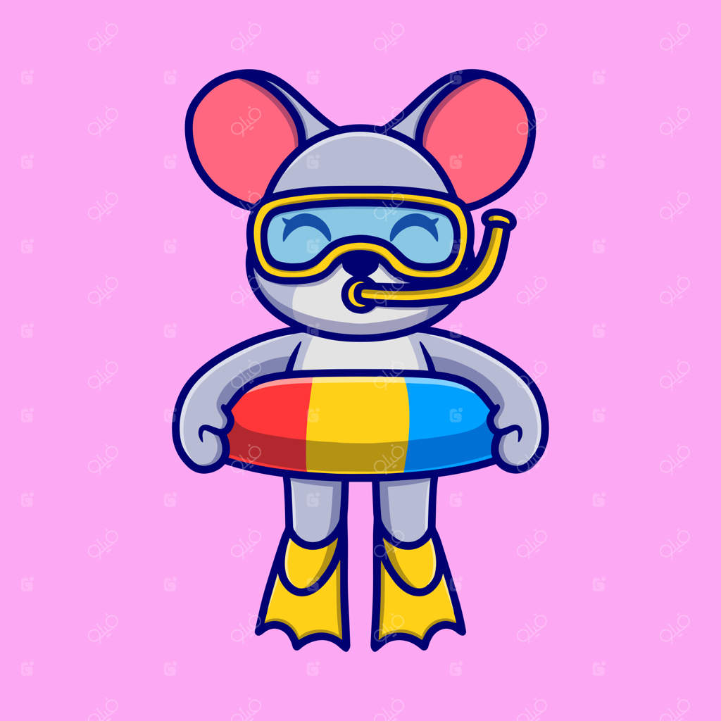 آیکون وکتور کارتونی موش غواص بامزه - مفهوم آیکون حیوانات - وکتور ویژه و منحصر به فرد