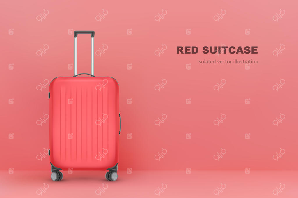 کیف مسافرتی بر روی زمینه قرمز