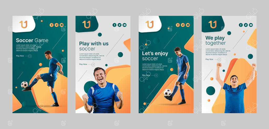 مجموعه استوری‌های اینستاگرام فوتبال با طراحی گرادیان