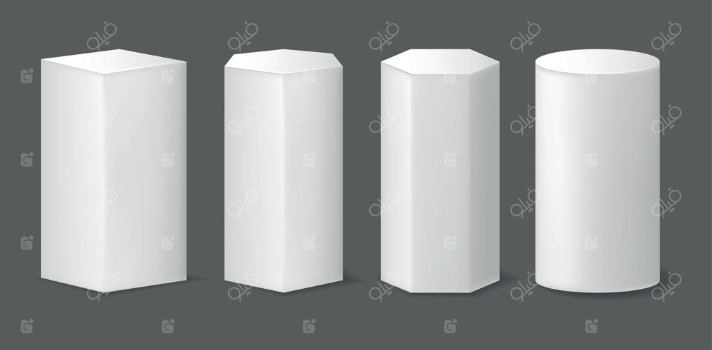 مجموعه سکوهای هندسی سه‌بعدی انتزاعی با طراحی دقیق و واقع‌گرایانه. وکتور