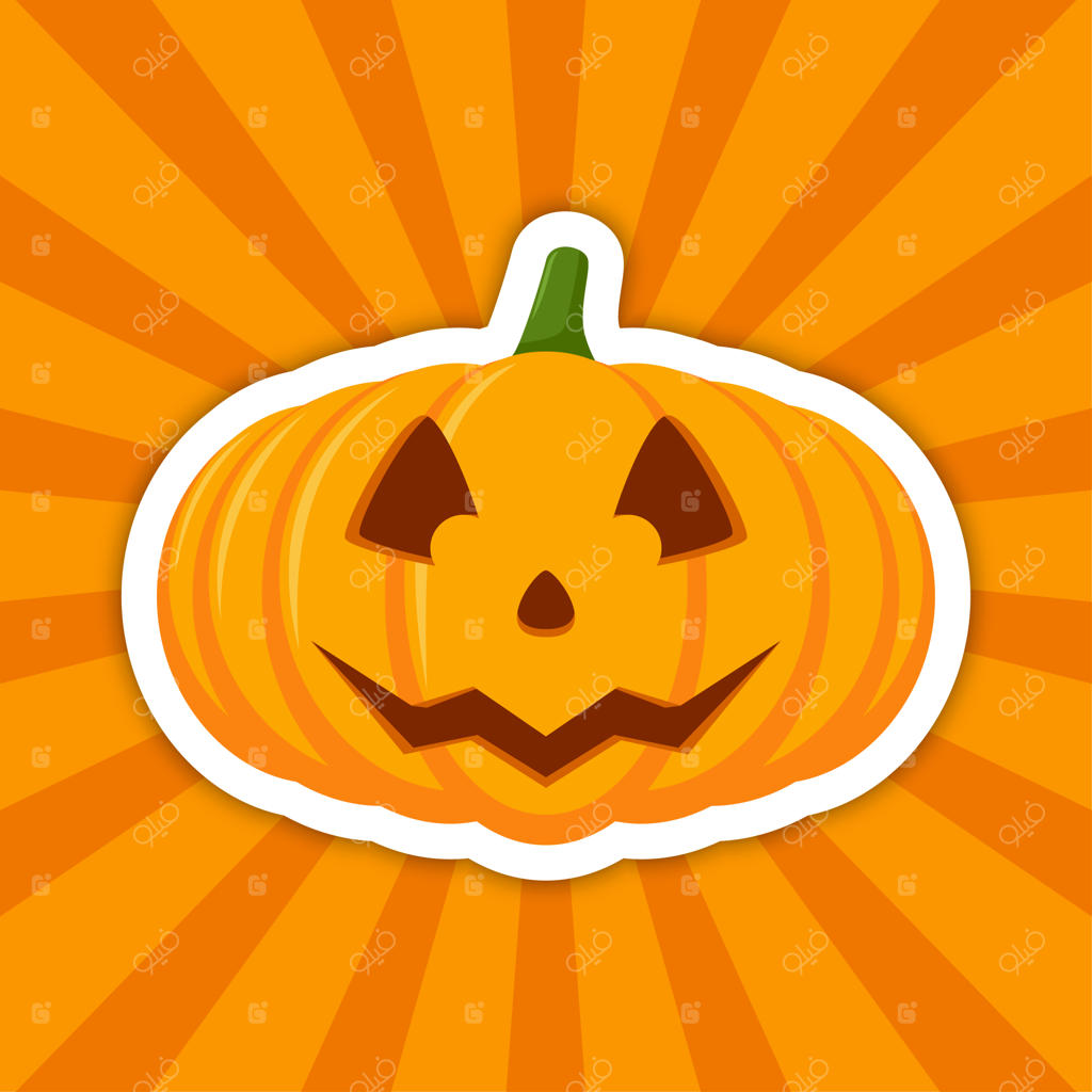 برچسب یادداشت با تصویر وکتور کدو تنبل هالووین