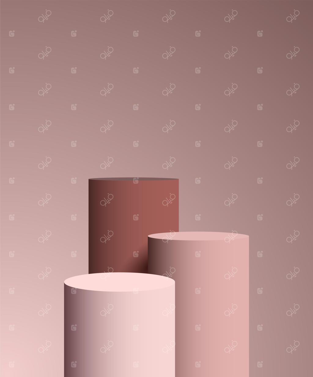 سکوی نمایش استوانه‌ای قهوه‌ای