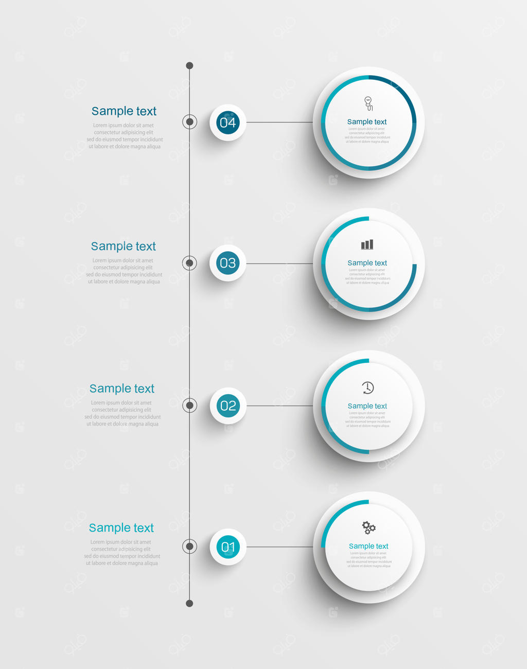 قالب طراحی اینفوگرافیک تجاری با ۴ گزینه، مرحله یا فرآیند