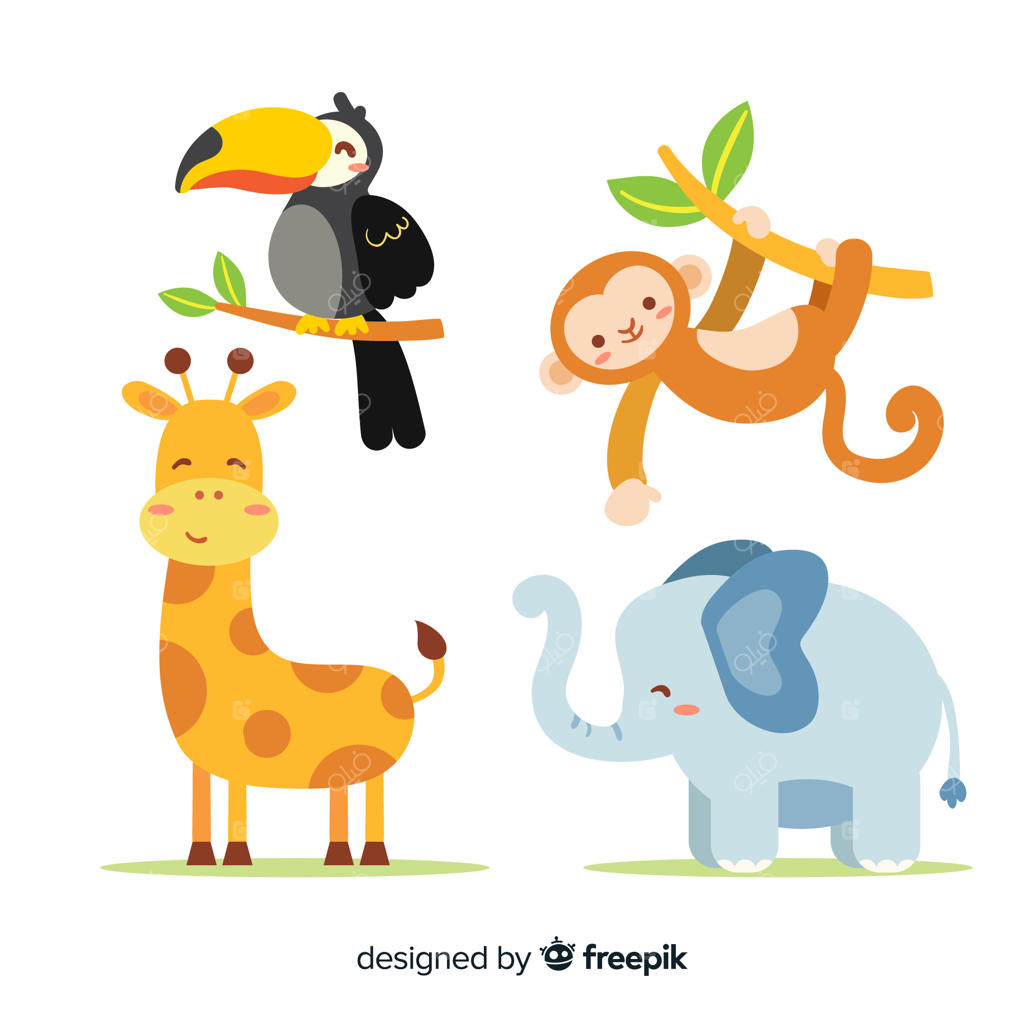 مجموعه‌ای از حیوانات استوایی به صورت فلت