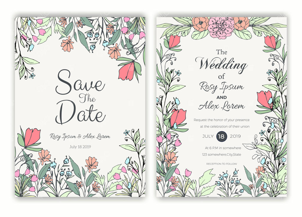 قاب دست‌کشیده گل برای کارت دعوت عروسی