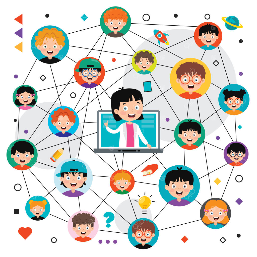 مفهوم آموزش آنلاین با شخصیت کارتونی