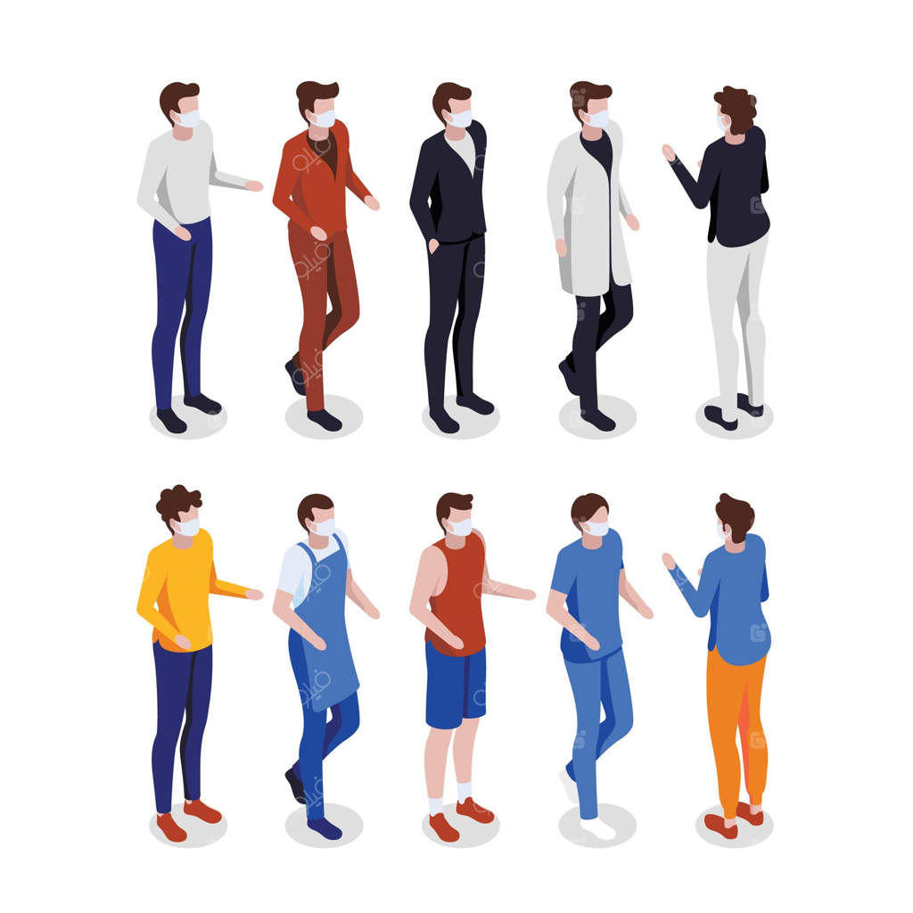 مجموعه‌ای از افراد ایزومتریک با ماسک پزشکی