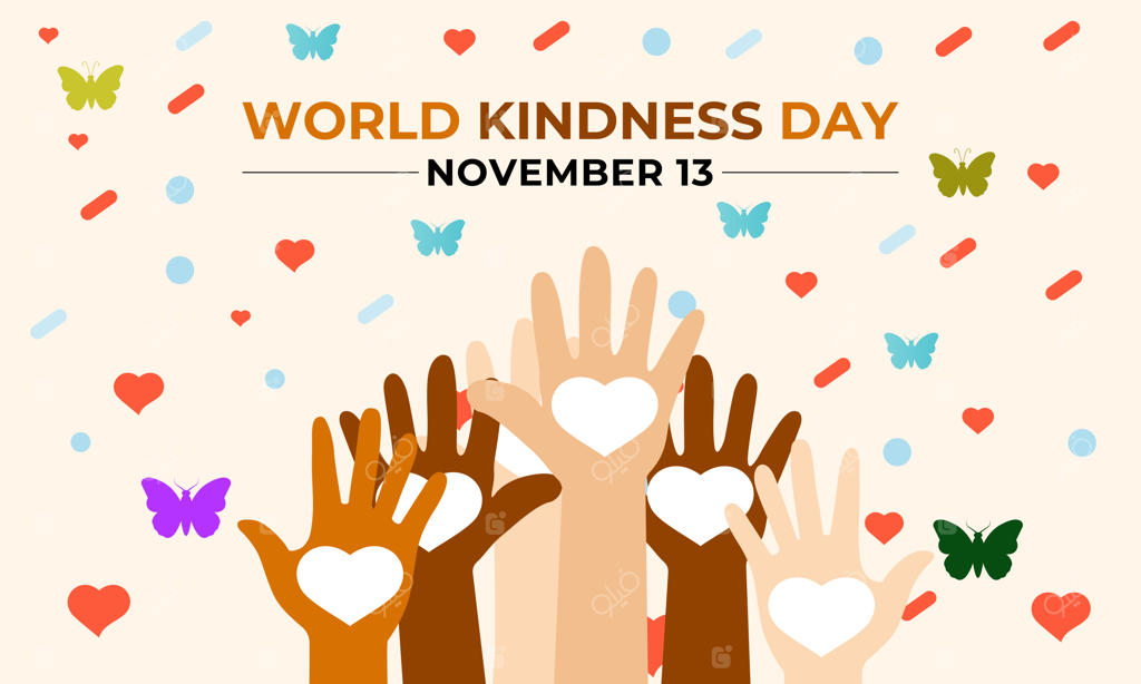 وکتور روز جهانی مهربانی (۱۳ نوامبر)؛ طرح دست و کره زمین با نماد عشق و نیکوکاری